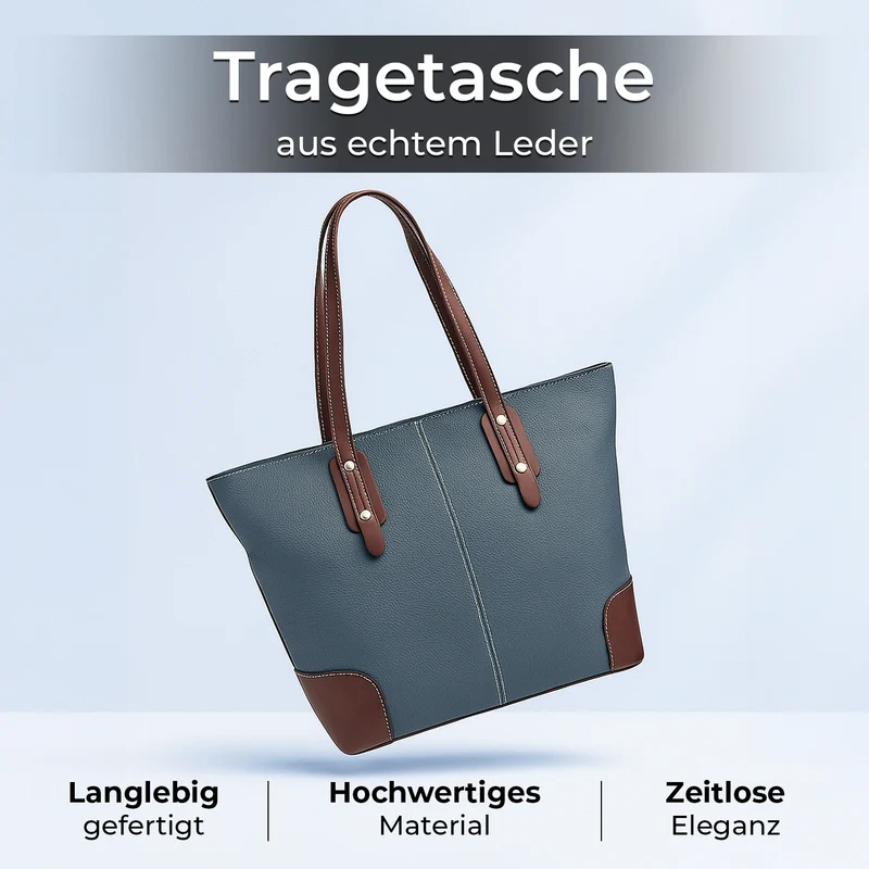 Echtleder Modische, geräumige Kontrastfarbene Tasche mit Verschluss, Größe: 33x13x29 cm, Rot