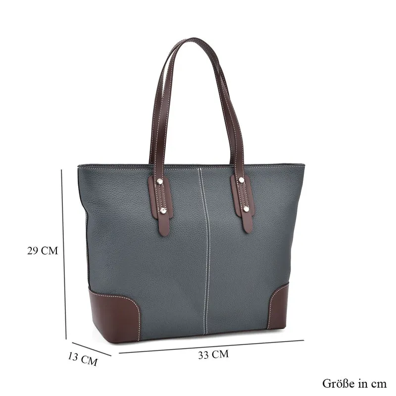 Echtleder Modische, geräumige Kontrastfarbene Tasche mit Verschluss, Größe: 33x13x29 cm, Rot