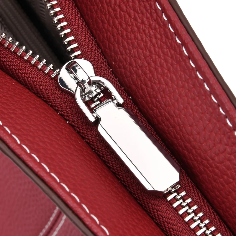 Echtleder Modische, geräumige Kontrastfarbene Tasche mit Verschluss, Größe: 33x13x29 cm, Rot