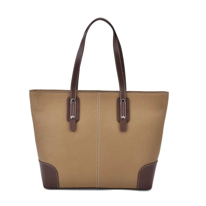 Echtleder Modische, geräumige Kontrastfarbene Tasche mit Verschluss, Größe: 33x13x29 cm, Rot