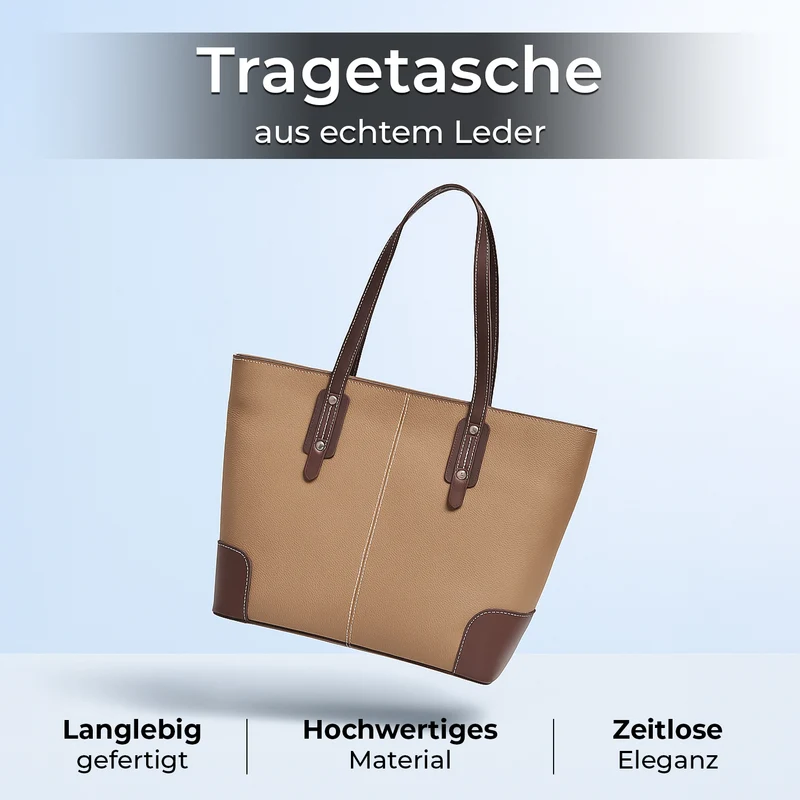 Echtleder Modische, geräumige Kontrastfarbene Tasche mit Verschluss, Größe: 33x13x29 cm, Rot
