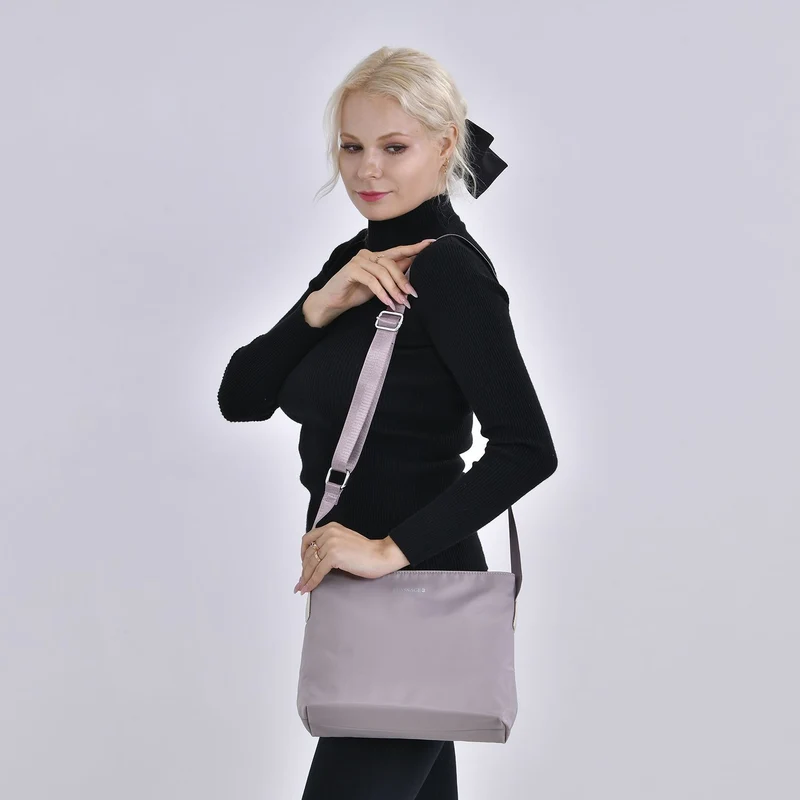 Sencillez - Crossbody Handtasche mit Nylonfutter und RFID Schutz, 112cm Schultergurt, 27x14.5x23 cm, Schwarz