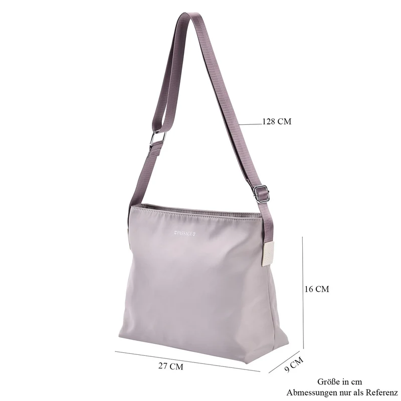Sencillez - Crossbody Handtasche mit Nylonfutter und RFID Schutz, 112cm Schultergurt, 27x14.5x23 cm, Schwarz