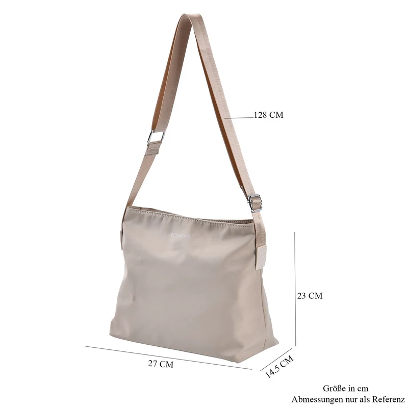 Sencillez - Crossbody Handtasche mit Nylonfutter und RFID Schutz, 112cm Schultergurt, 27x14.5x23 cm, Schwarz