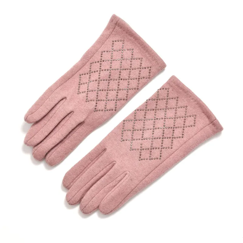 LA MAREY - 2er-Set Elegante Kaschmir Mützen und Handschuhen mit Mikroplüsch Futter, Marineblau