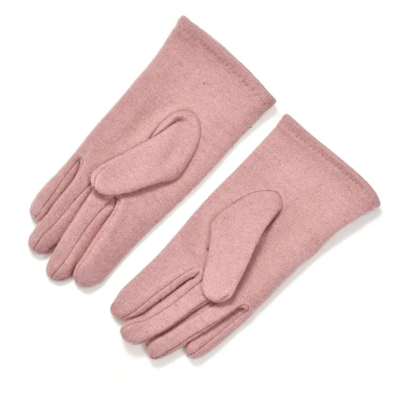 LA MAREY - 2er-Set Elegante Kaschmir Mützen und Handschuhen mit Mikroplüsch Futter, Marineblau
