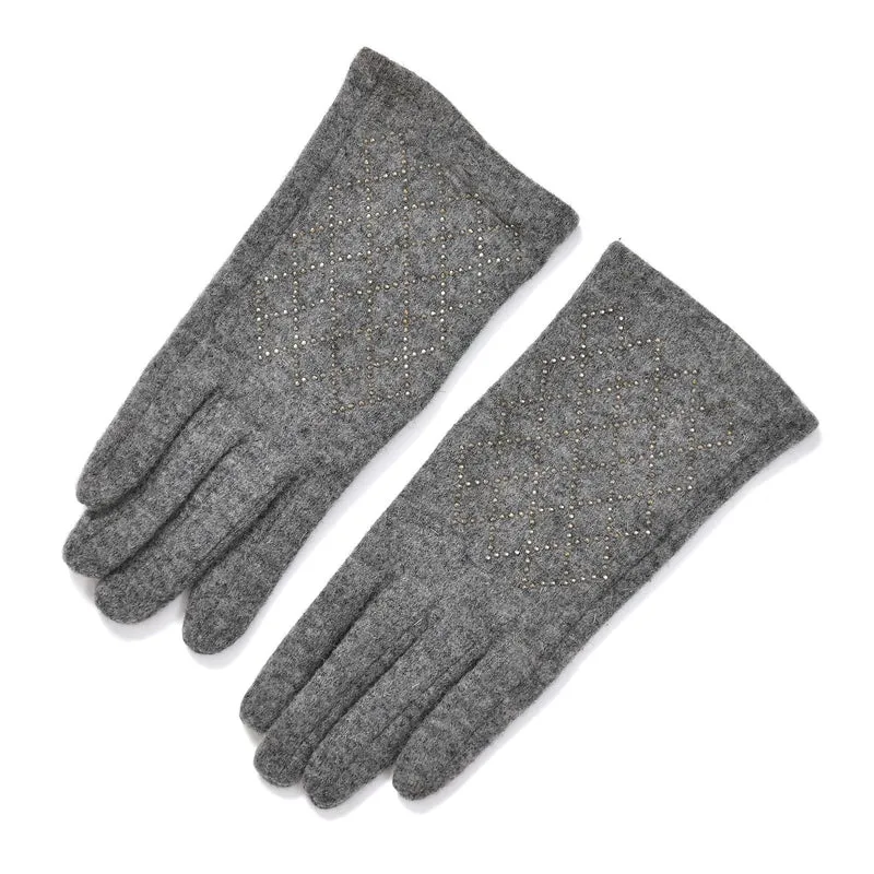 LA MAREY - 2er-Set Elegante Kaschmir Mützen und Handschuhen mit Mikroplüsch Futter, Marineblau