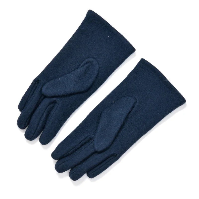 LA MAREY - 2er-Set Elegante Kaschmir Mützen und Handschuhen mit Mikroplüsch Futter, Marineblau