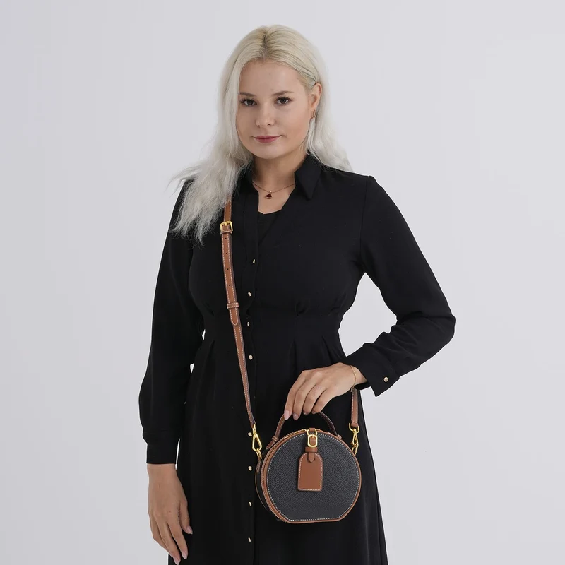 Echtleder Crossbody Tasche klassisches Design 11 x 8 x 16 cm oliv tan
