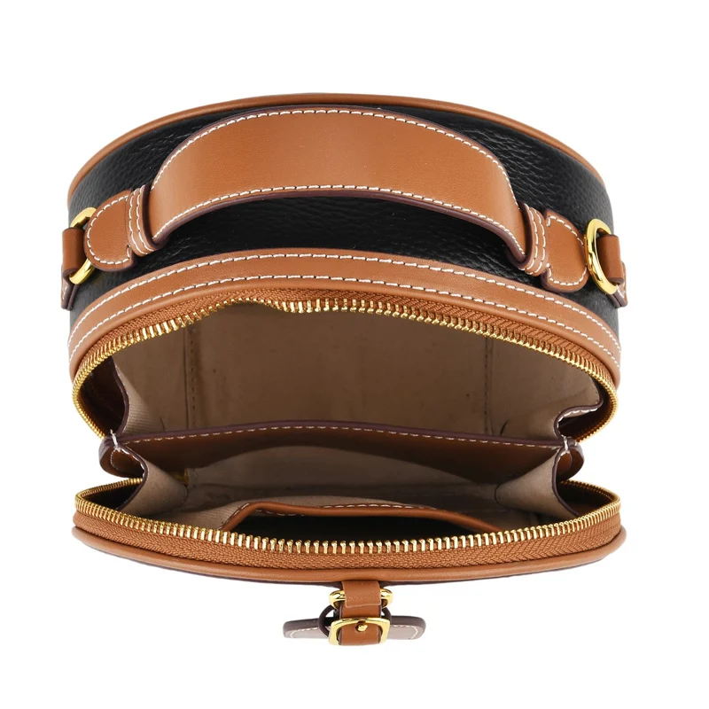 Echtleder Crossbody Tasche klassisches Design 11 x 8 x 16 cm oliv tan