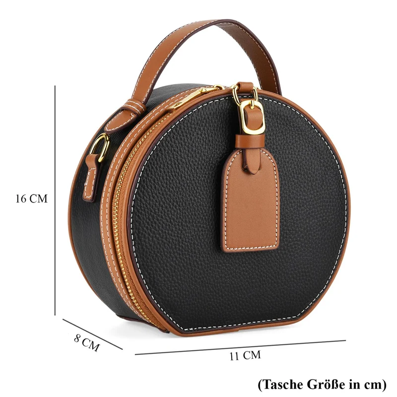Echtleder Crossbody Tasche klassisches Design 11 x 8 x 16 cm oliv tan