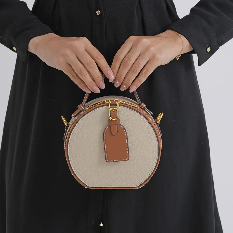 Echtleder Crossbody Tasche klassisches Design 11 x 8 x 16 cm oliv tan