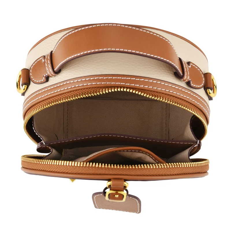 Echtleder Crossbody Tasche klassisches Design 11 x 8 x 16 cm oliv tan