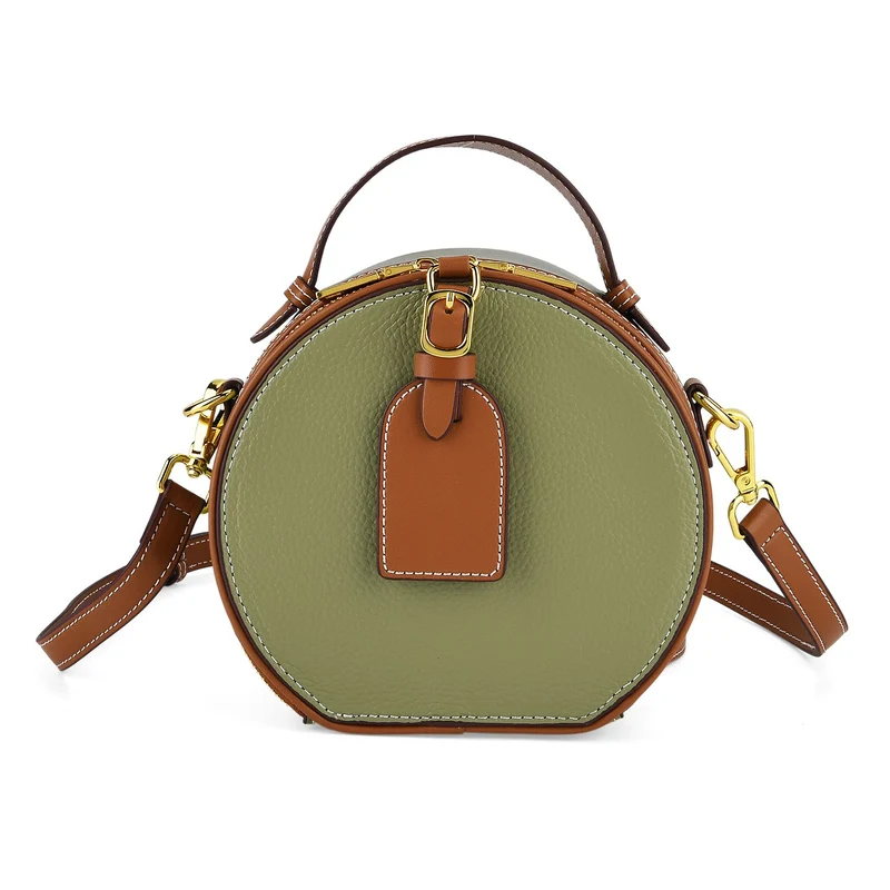 Echtleder Crossbody Tasche klassisches Design 11 x 8 x 16 cm oliv tan