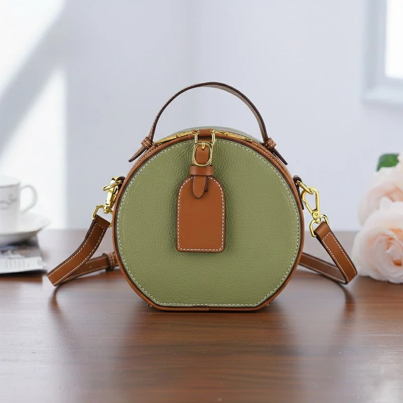 Echtleder Crossbody Tasche klassisches Design 11 x 8 x 16 cm oliv tan