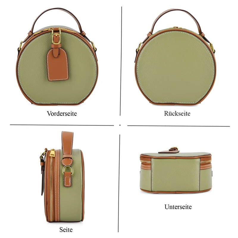 Echtleder Crossbody Tasche klassisches Design 11 x 8 x 16 cm oliv tan
