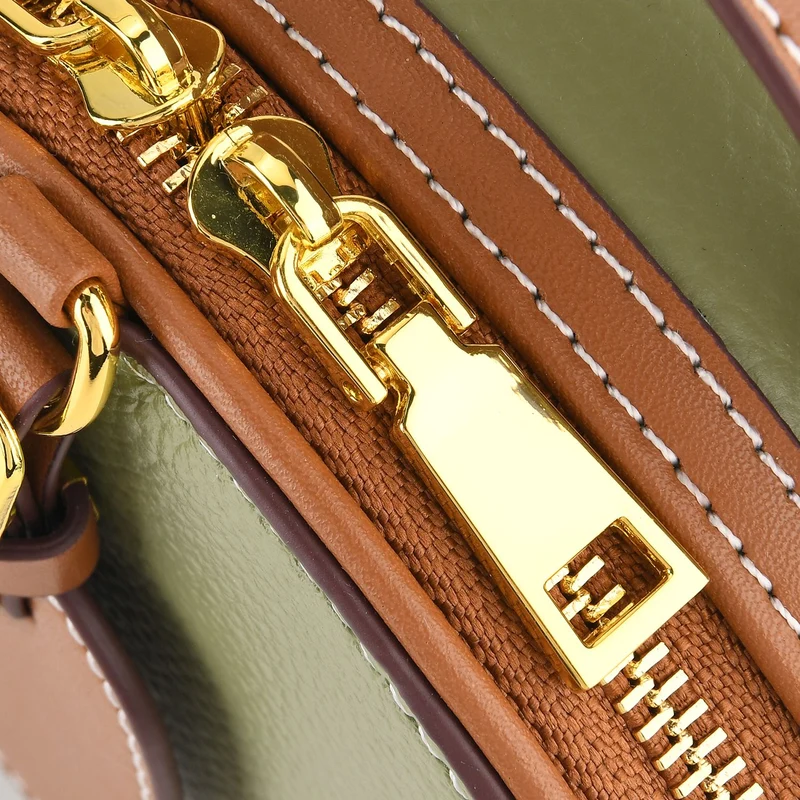 Echtleder Crossbody Tasche klassisches Design 11 x 8 x 16 cm oliv tan