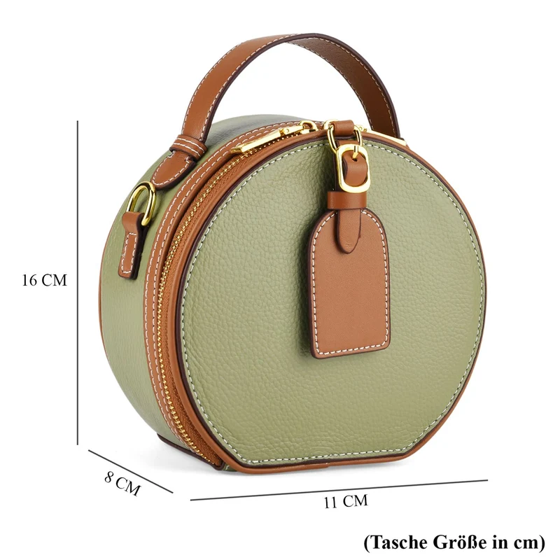 Echtleder Crossbody Tasche klassisches Design 11 x 8 x 16 cm oliv tan