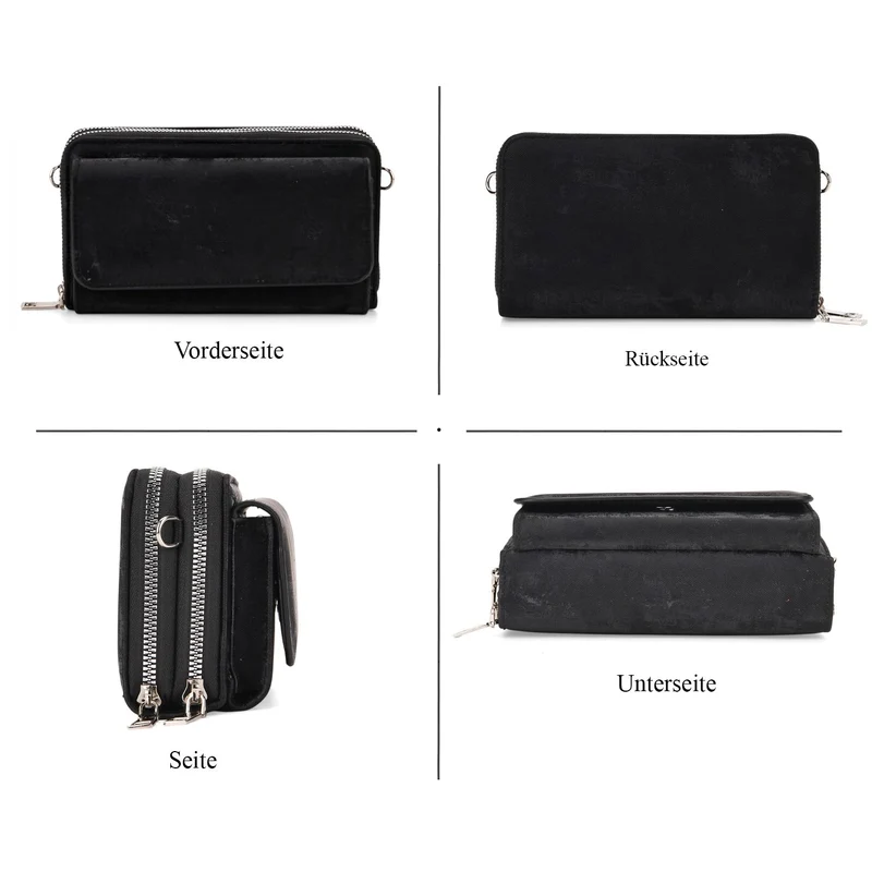 Crossbody-Tasche mit RFID-Schutz und Muster-Schulterriemen, 19x6x11 cm, Grün
