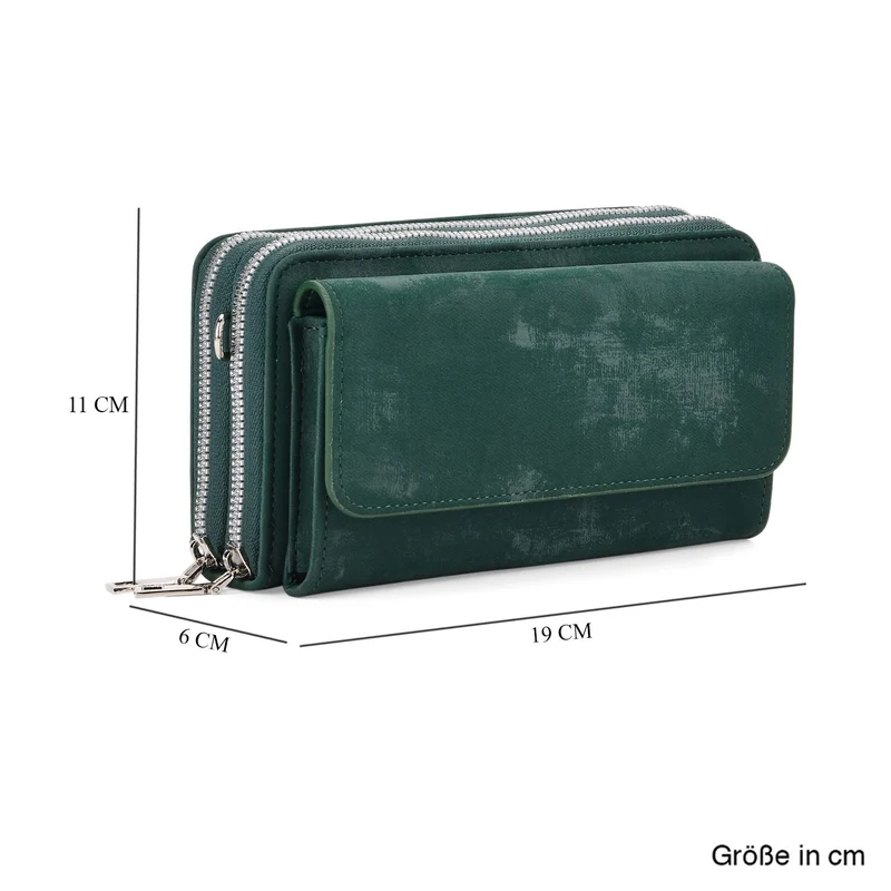 Crossbody-Tasche mit RFID-Schutz und Muster-Schulterriemen, 19x6x11 cm, Grün