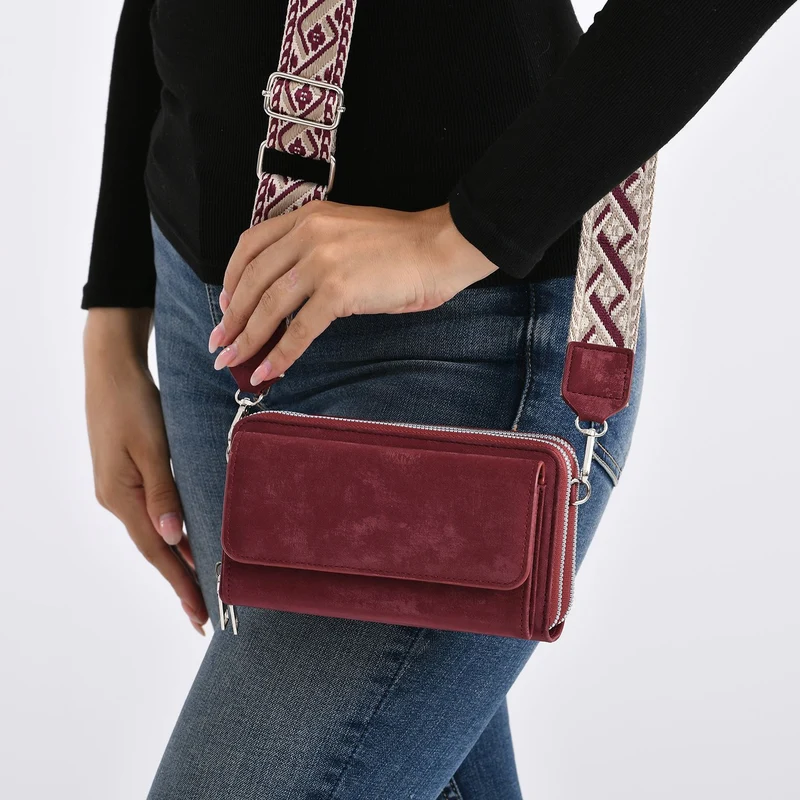 Crossbody-Tasche mit RFID-Schutz und Muster-Schulterriemen, 19x6x11 cm, Grün