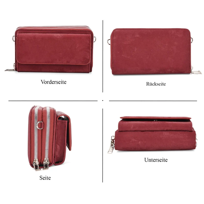 Crossbody-Tasche mit RFID-Schutz und Muster-Schulterriemen, 19x6x11 cm, Grün