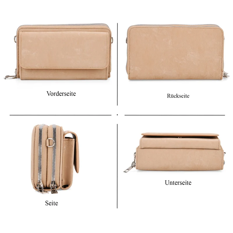 Crossbody-Tasche mit RFID-Schutz und Muster-Schulterriemen, 19x6x11 cm, Grün