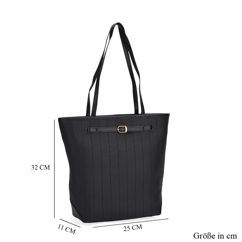 Shopper Tasche aus Echtleder mit Zierschnalle und Doppelgriffen, Metallfüße, 25x11x32 cm, Khaki