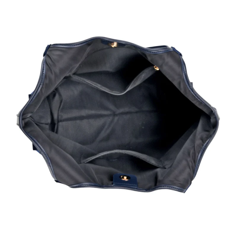 LA MAREY Signature Brokat Echtleder Schultertasche, 1 Außenfach und 2 Innenfächer, 34 x 35 x 11.5 cm, Hellblau