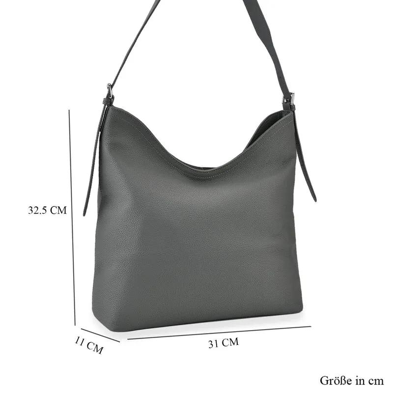 Hobo Umhängetasche aus Echtleder mit Ketten- und Lederriemen, ca. 31x11x32,5 cm, Türkisgrün