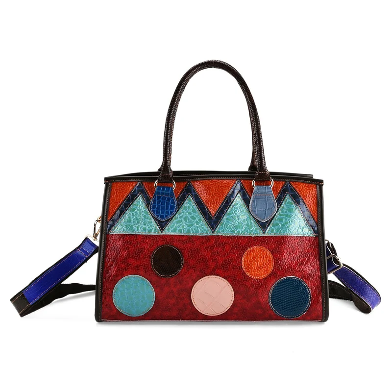 Chaos by Elsie Echtleder Crossbody mit RFID, Patchwork Mehrfarbig, 36 x 15 x 25 cm, Schwarz