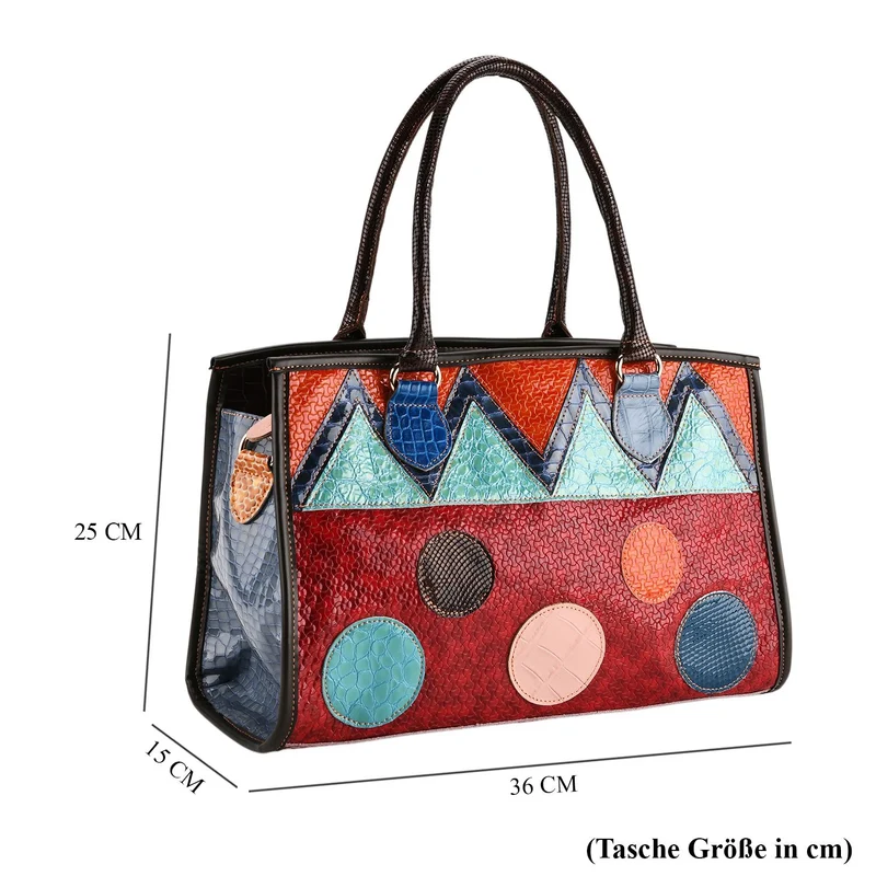 Chaos by Elsie Echtleder Crossbody mit RFID, Patchwork Mehrfarbig, 36 x 15 x 25 cm, Schwarz