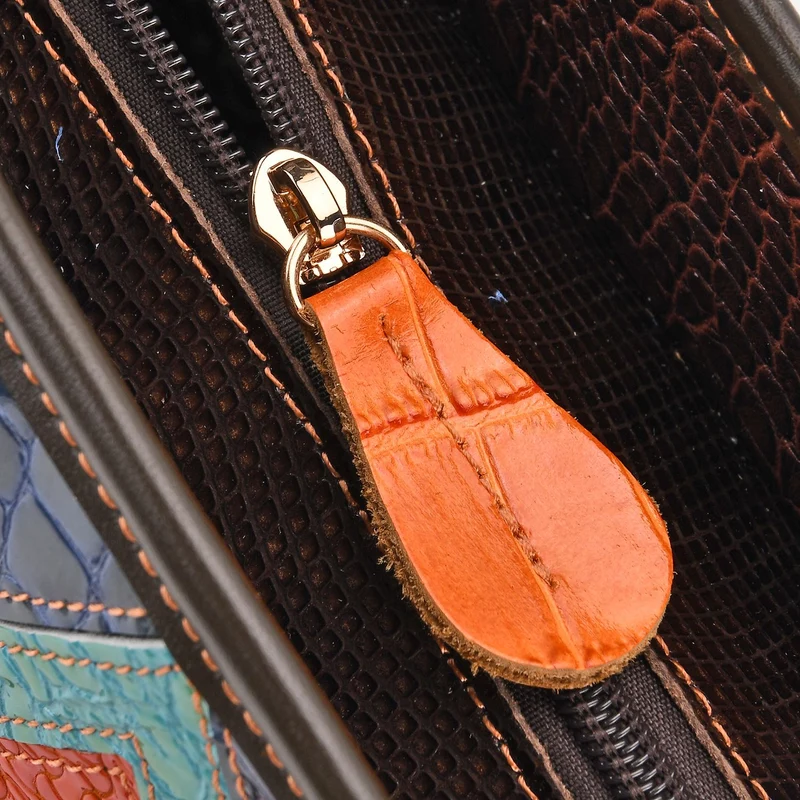 Chaos by Elsie Echtleder Crossbody mit RFID, Patchwork Mehrfarbig, 36 x 15 x 25 cm, Schwarz