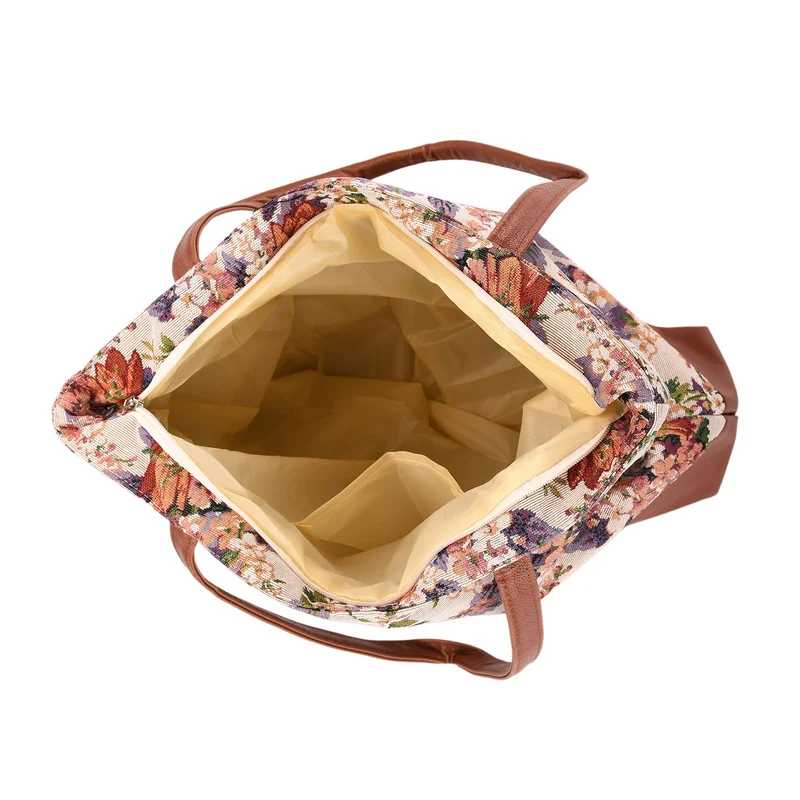 Schultertasche mit Blumenprint, ca. 35.5 x 12 x 36 cm, Mehrfarbig