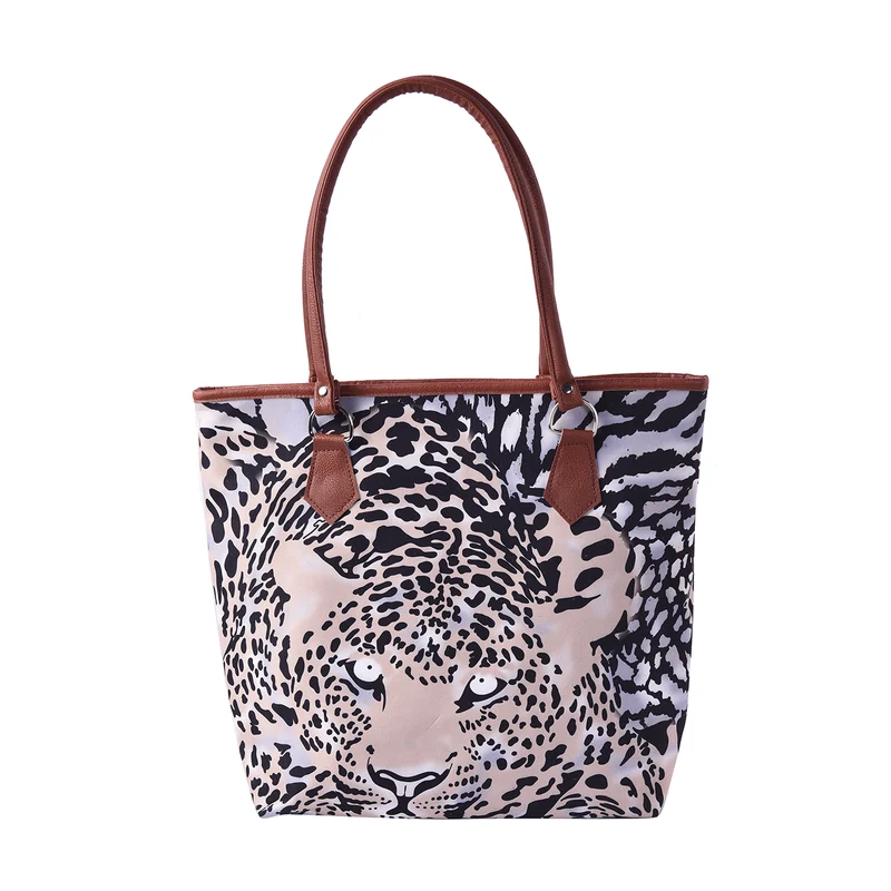 Klassische Handtasche mit Kunstleder-Griff, Leopardmuster