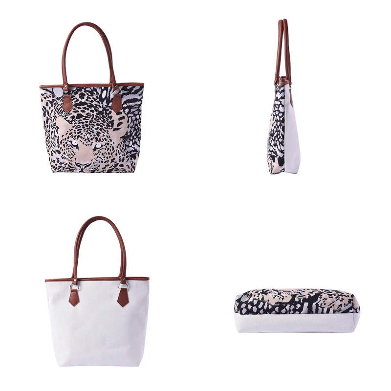 Klassische Handtasche mit Kunstleder-Griff, Leopardmuster