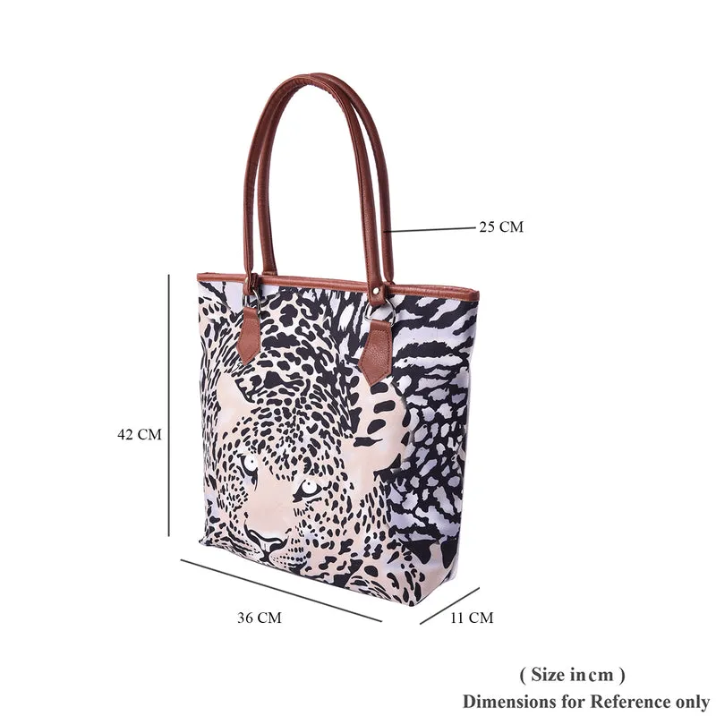 Klassische Handtasche mit Kunstleder-Griff, Leopardmuster