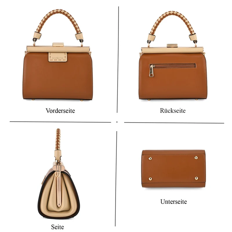 LA MAREY 2er Set Crossbody Tasche mit Geldbörse PU 22 x 23 x 9 cm Braun