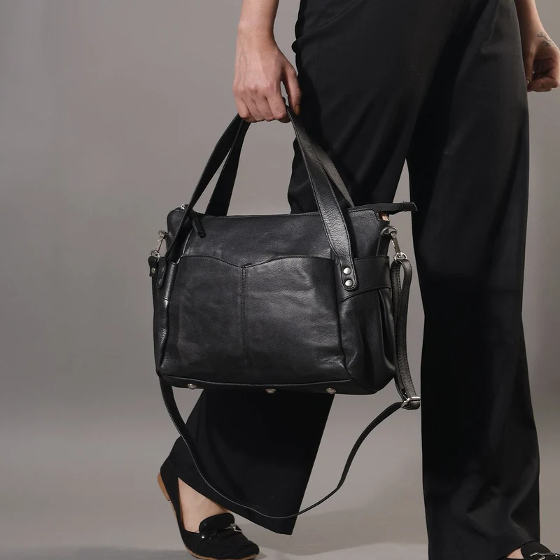100% echte Leder Handtasche RFID Schutz, 43x28x7,5 cm, hellgrün