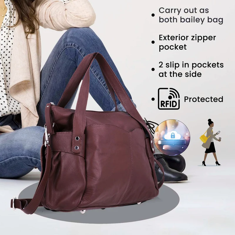 100% echte Leder Handtasche RFID Schutz, 43x28x7,5 cm, hellgrün