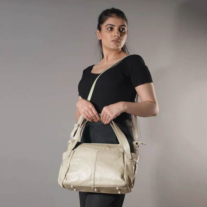 100% echte Leder Handtasche RFID Schutz, 43x28x7,5 cm, hellgrün