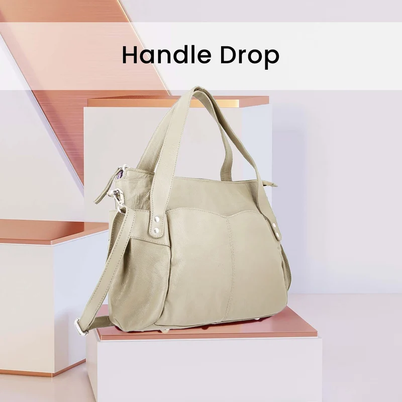 100% echte Leder Handtasche RFID Schutz, 43x28x7,5 cm, hellgrün