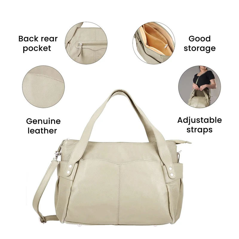 100% echte Leder Handtasche RFID Schutz, 43x28x7,5 cm, hellgrün