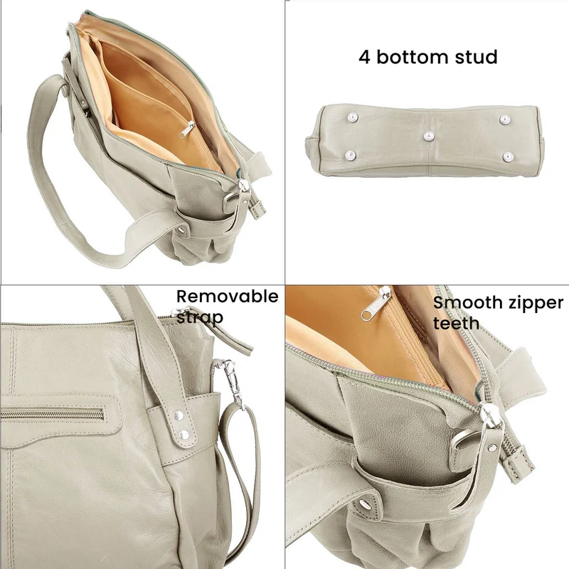 100% echte Leder Handtasche RFID Schutz, 43x28x7,5 cm, hellgrün