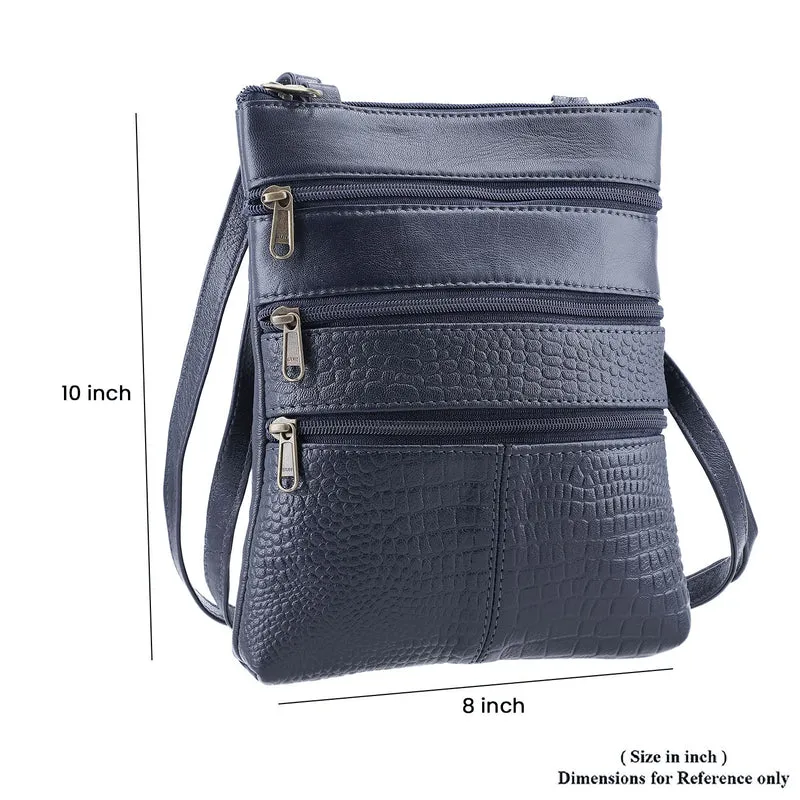 2-teiliges Reisetaschen-Set aus 100 % Echtleder, Croco-Prägung, (44 x 20 x 23 cm) und Umhängetasche (20 x 4 x 24 cm), Rot