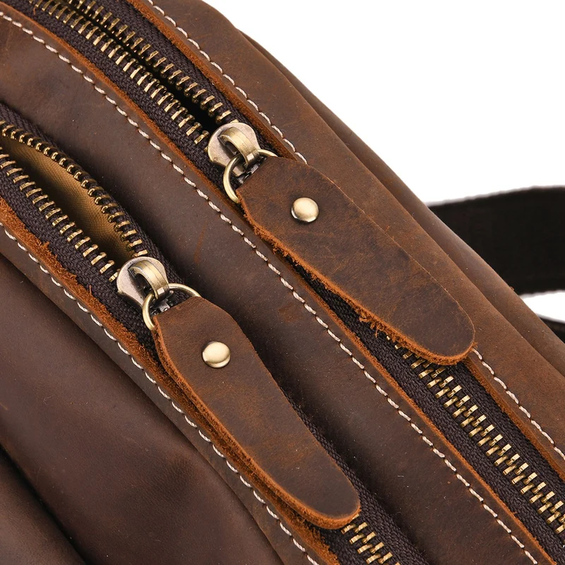 Echtleder-Crossbody-Tasche mit Überschlag und Mehrfachfächern, 25x8x18 cm, Khaki