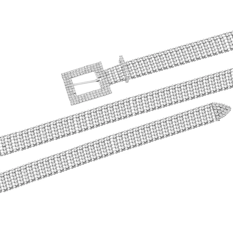 Kristallgürtel, L120cm, silberfarben