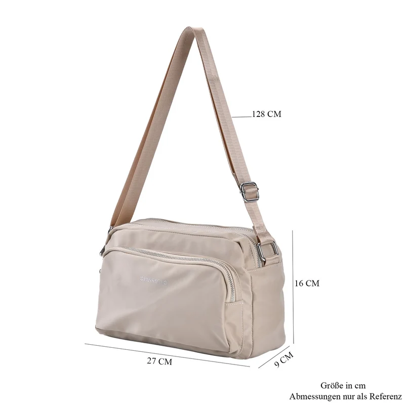 Wasserdichte Umhängetasche aus Hochwertiges Nylon, gepolstert, 128 cm Schulterriemen, 27x16x9 cm, Elfenbein