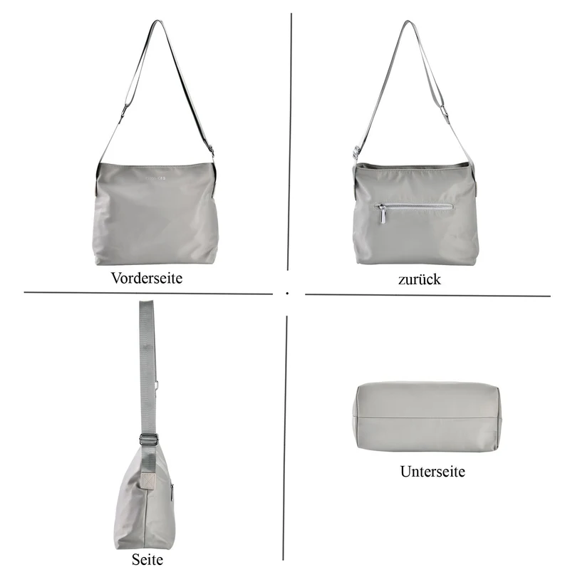 PASSAGE - Crossbody Handtasche mit Nylonfutter und RFID Schutz, 112cm Schultergurt, 27x14.5x23 cm, hell Grün