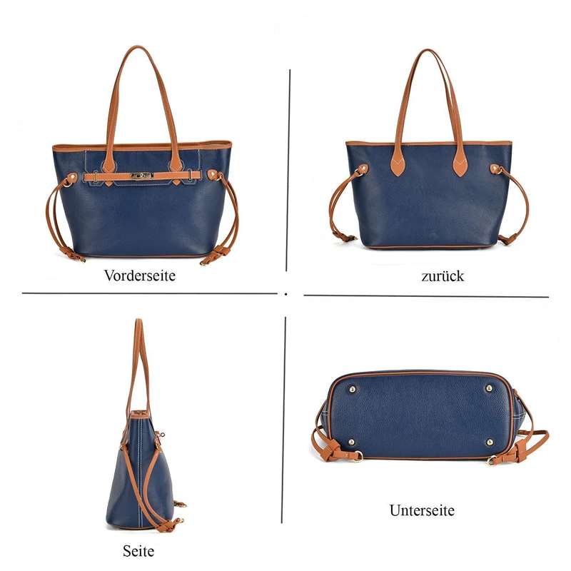 life-style:Genuine Leather Tote bag Color: Green with brown L:41*W:15*H:26cm ,Handle drop:22CM Wall: Genuine Leather Lining: Polyester Exterior:zipped-1, Interior: slip-1,zipped-1